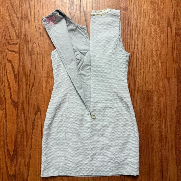 Lilly Pulitzer Mila shift dress in seaside grey with metallic embroidery size 00 - Picture 11 of 16